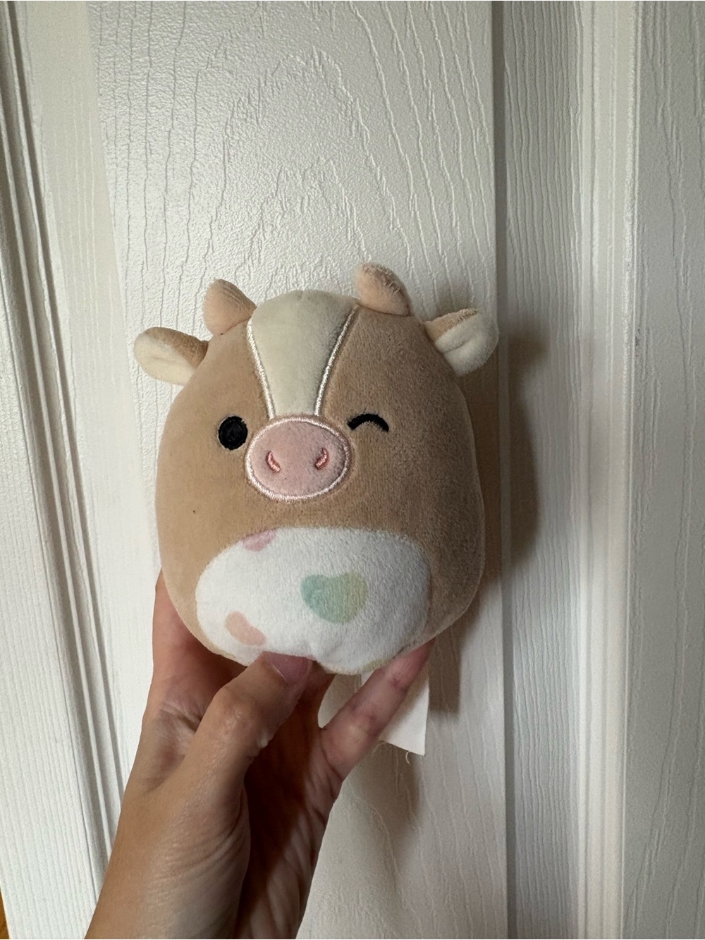 Squishmallows Cow Plush Accent Pillow - Cream, Tan, Pink, Green